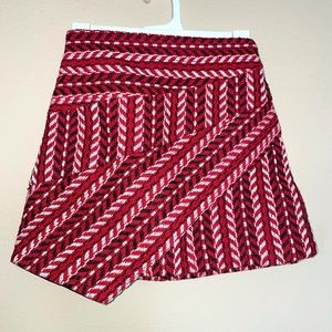Red Faux Tweed Skirt